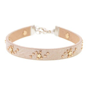 bracelet cheville cuir femme beige