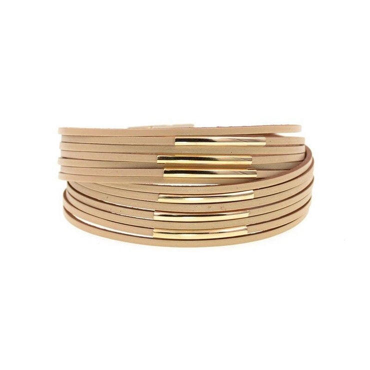 bracelet femme en cuir beige