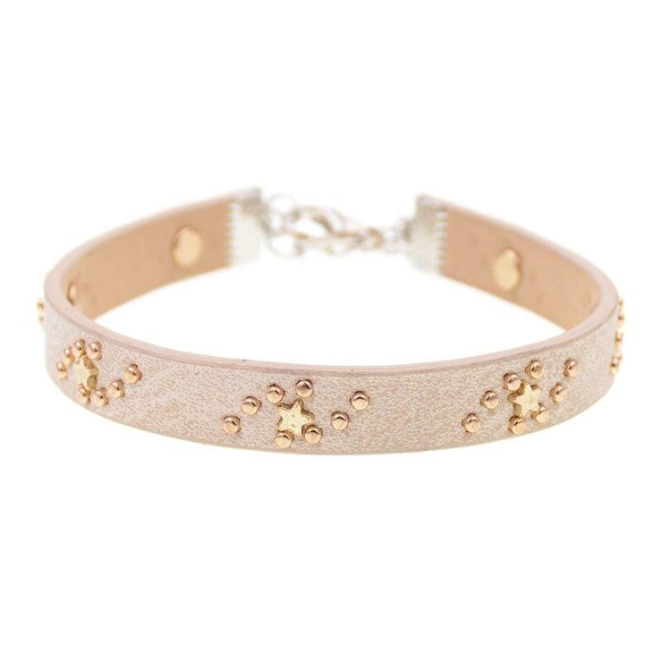 bracelet cheville cuir femme beige