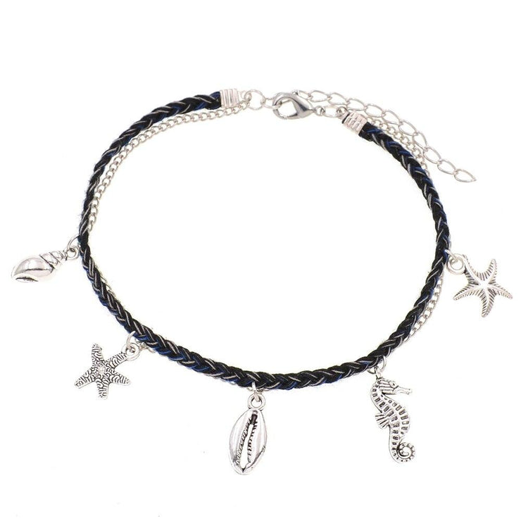 bracelet cheville corde noir