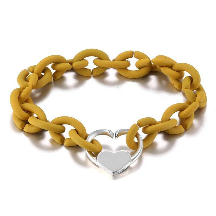 bracelet caoutchouc jaune
