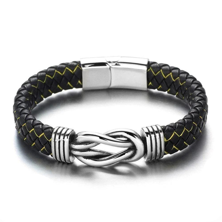 bracelet cuir homme infini noir et jaune
