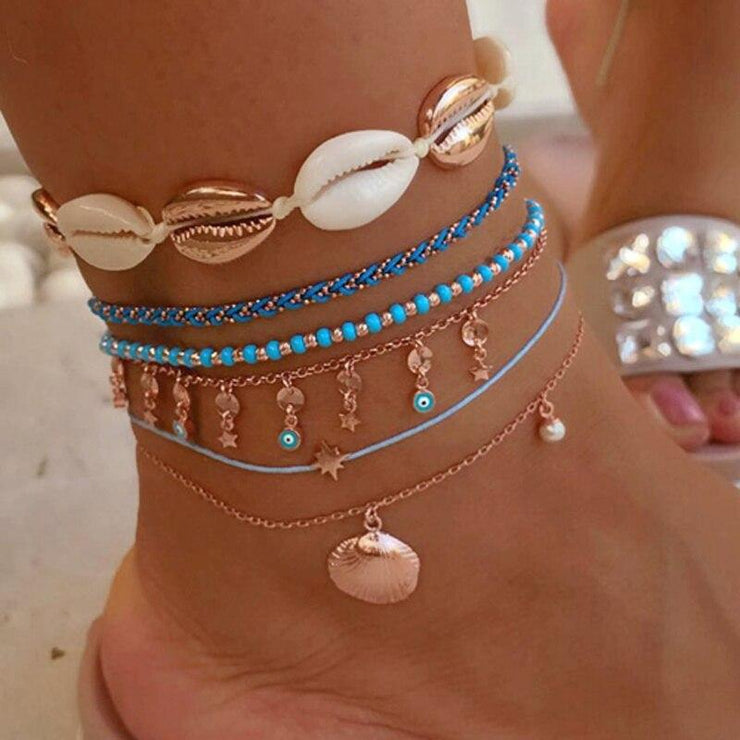 BRACELET CHEVILLE COQUILLAGES FEMME - (PIED)