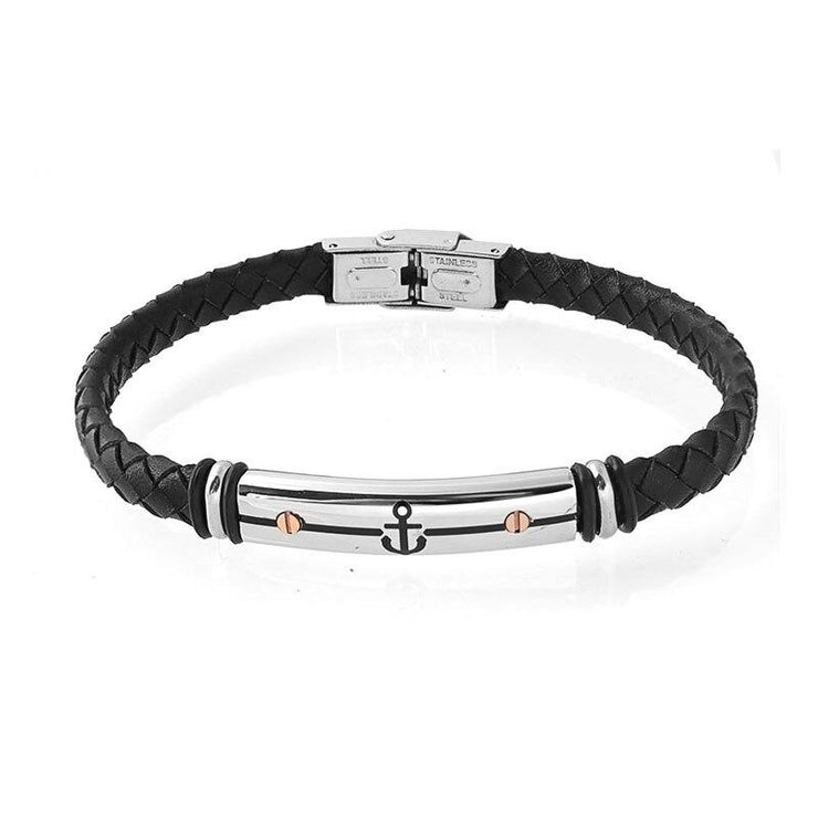bracelet cuir homme avec une ancre