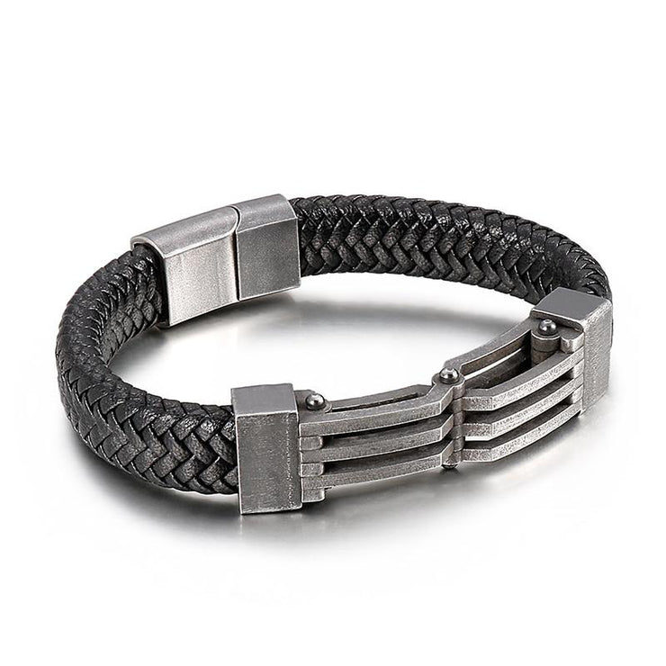 bracelet homme cuir acier
