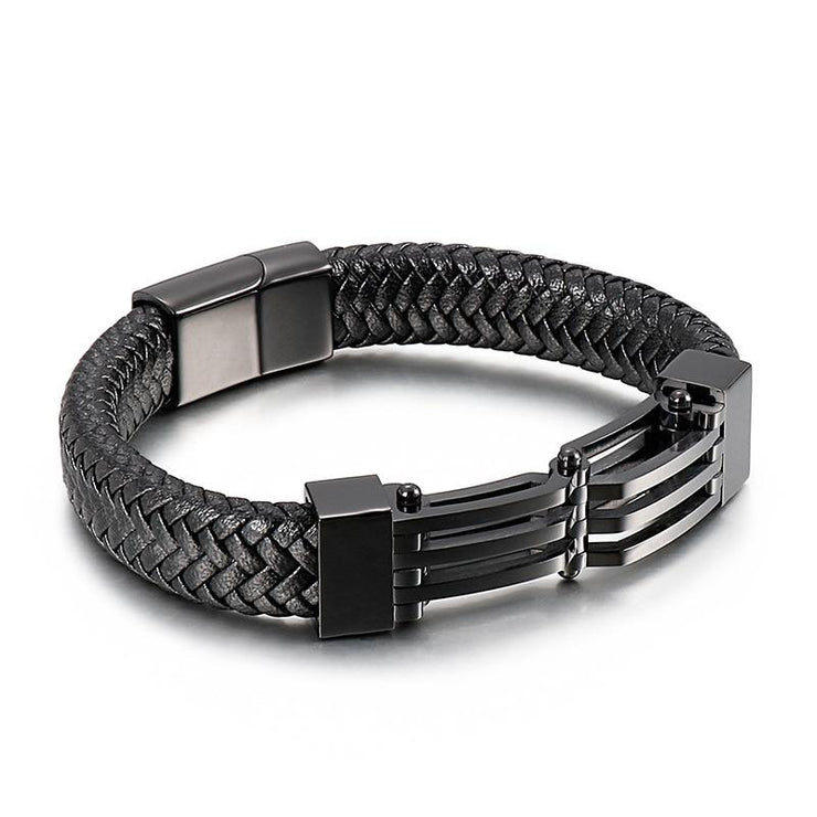 bracelet homme cuir noir