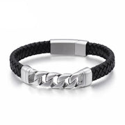 bracelet cuir et argent homme noir