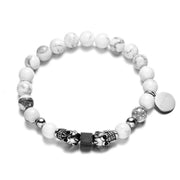 bracelet homme perle blanche howlite