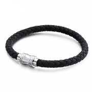 bracelet homme cuir tressé noir 