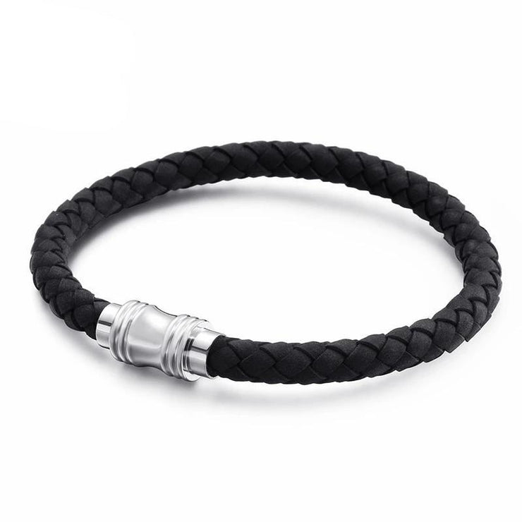 bracelet homme cuir tressé noir 