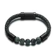 bracelet homme perle cuir noir