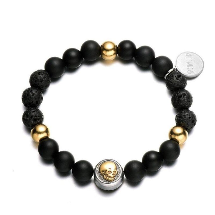 bracelet homme perles noires mates