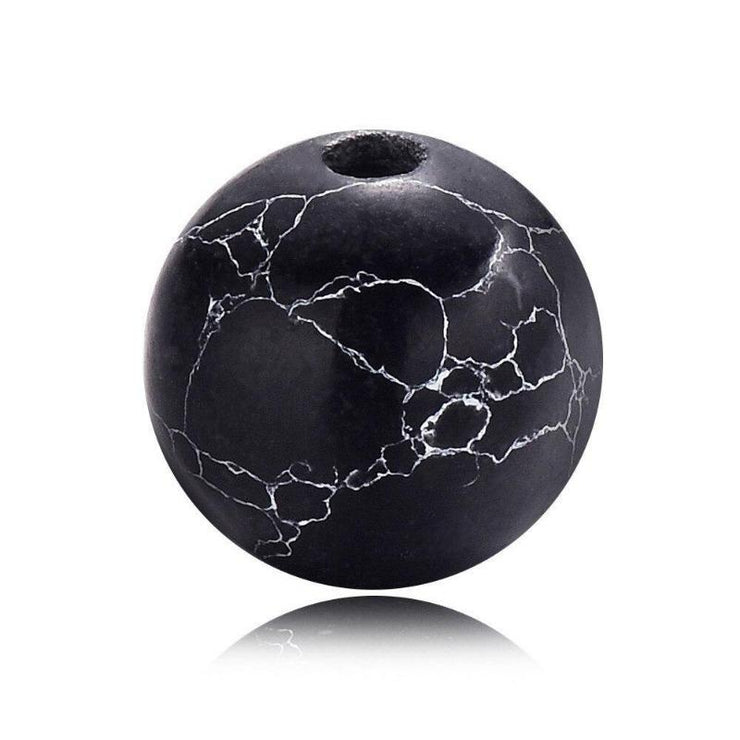 BRACELET HOMME PERLES NOIRES & BLANCHES - (BOULE)