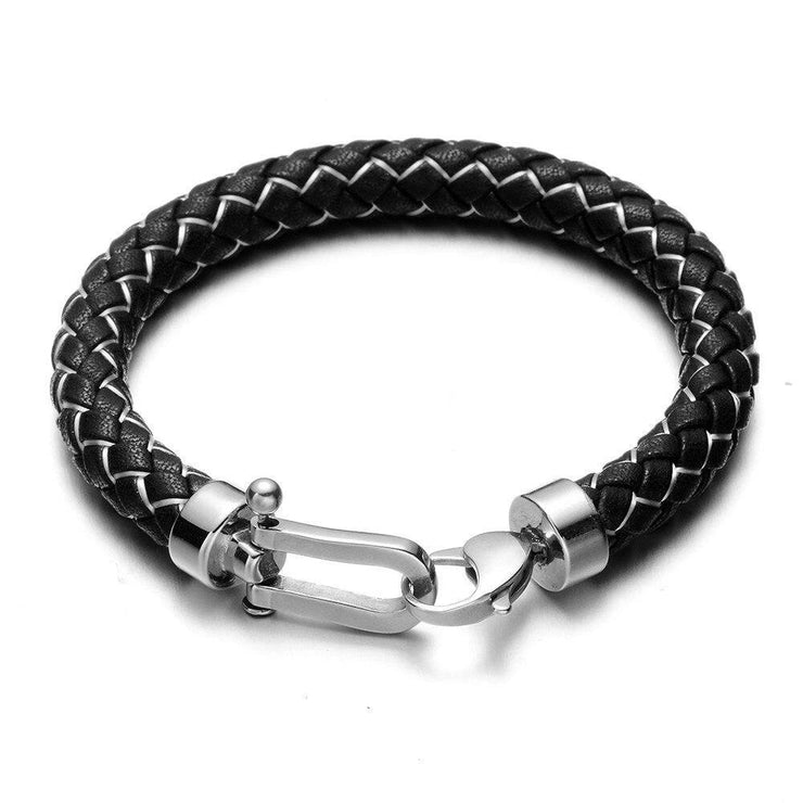 bracelet cuir homme artisanal noir et blanc