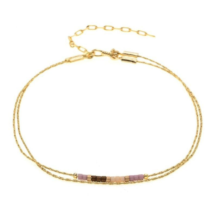 bracelet fin doré avec perle pour femme 