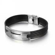 bracelet homme acier cuir tendance