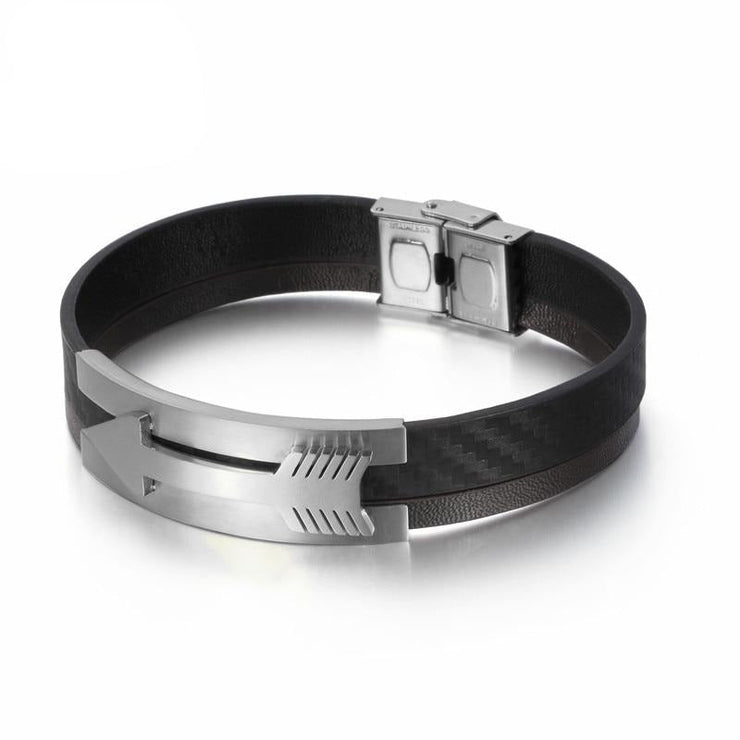 bracelet homme acier cuir tendance