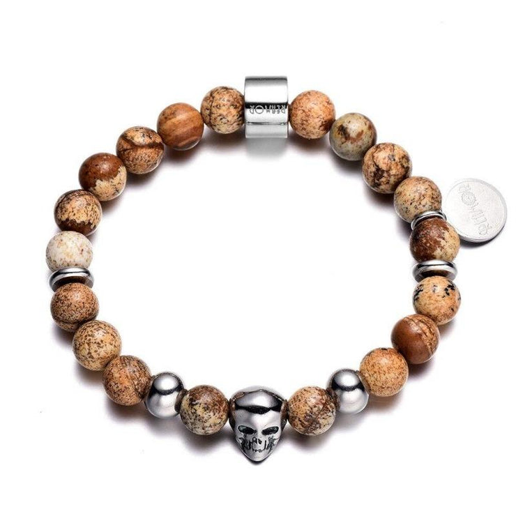 bracelet homme crâne perle