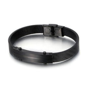 bracelet homme en cuir noir acier