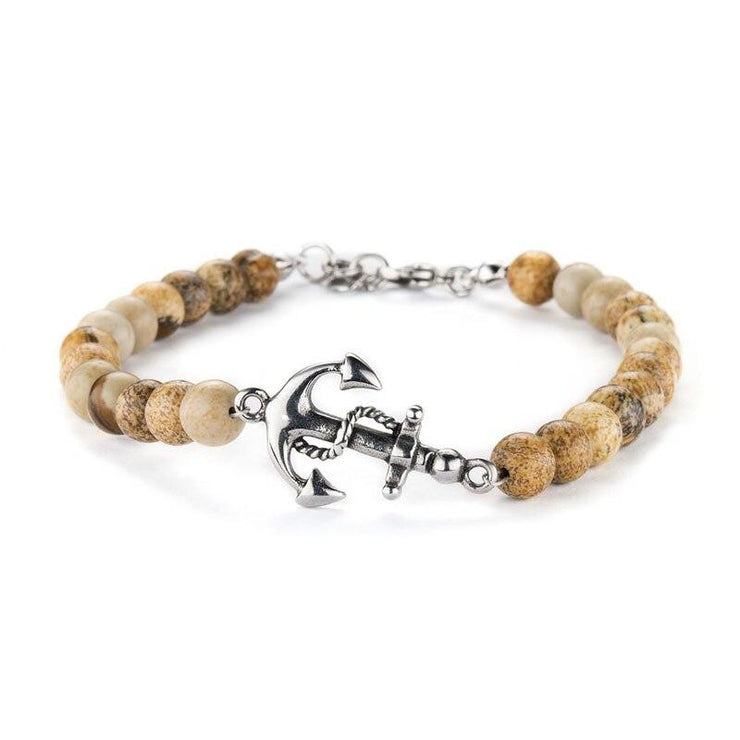 bracelet avec ancre pour homme beige