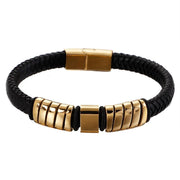 bracelet homme en cuir tressé noir