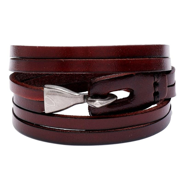 bracelet cuir plat homme marron