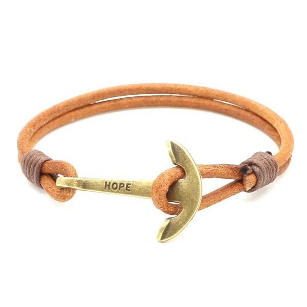 BRACELET EN CUIR HOMME ANCRE - (MARINE)
