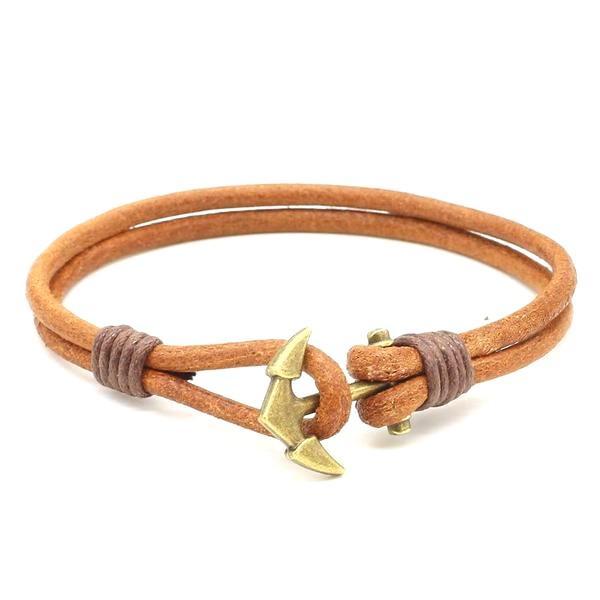 BRACELET EN CUIR HOMME ANCRE - (MARINE)