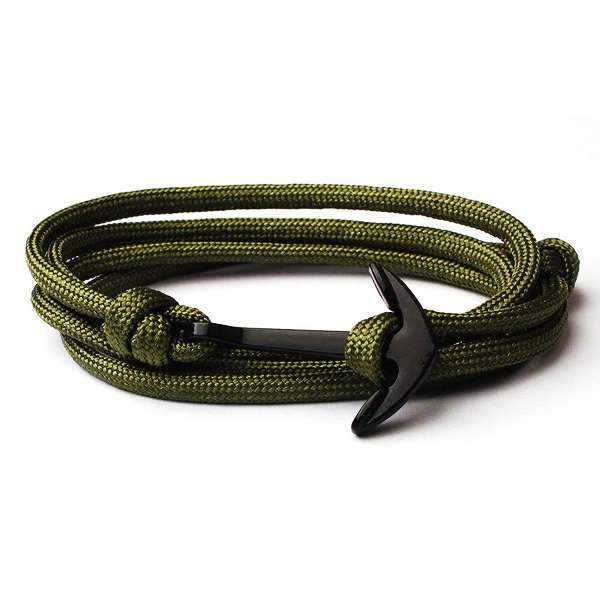 bracelet avec une ancre pour homme kaki