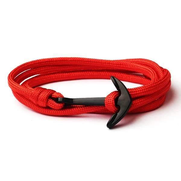 bracelet avec une ancre pour homme rouge
