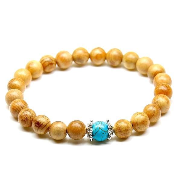 bracelet femme perle bois tibétain