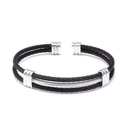 bracelet câble acier noir homme et argent