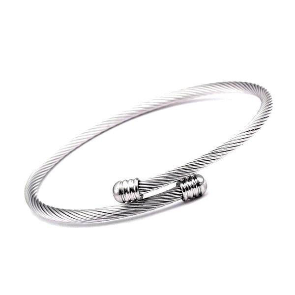 bracelet jonc homme acier argenté