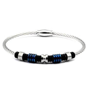 bracelet acier câble homme bleu