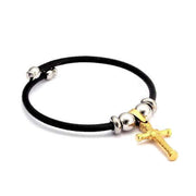 bracelet acier homme noir avec croix