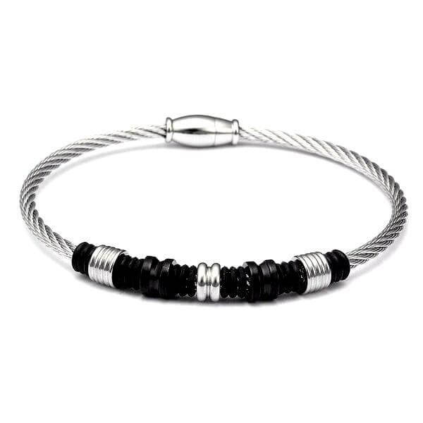 bracelet acier câble homme noir