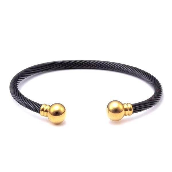 bracelet acier homme pas cher noir et or