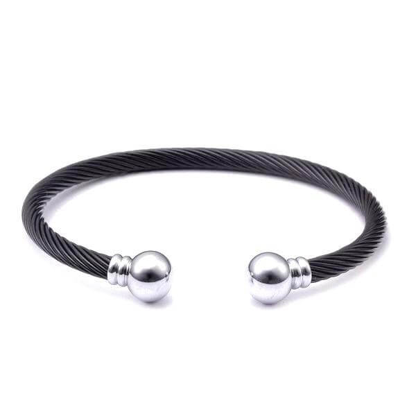 bracelet acier homme pas cher noir et argent