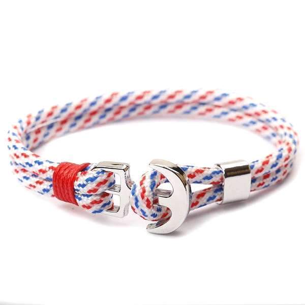 bracelet homme ancre marine blanc