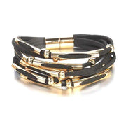 bracelet cuir noir et perle femme