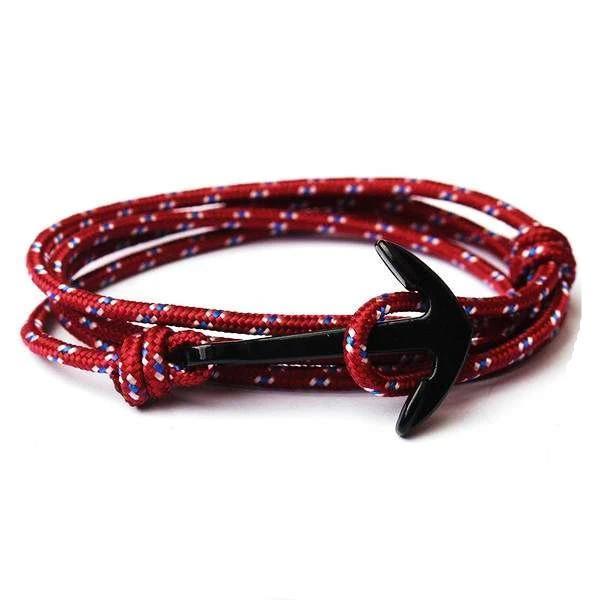 bracelet marin homme ancre bordeaux