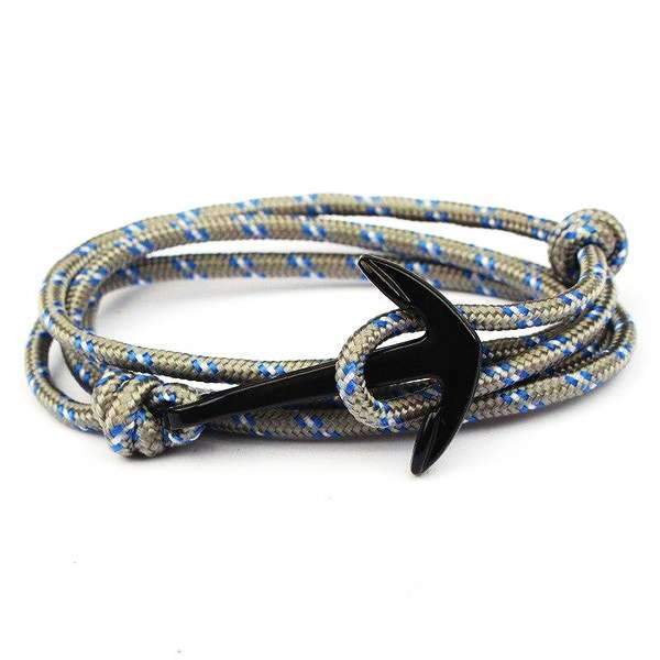 bracelet marin homme ancre gris