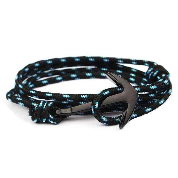bracelet marin homme ancre noir