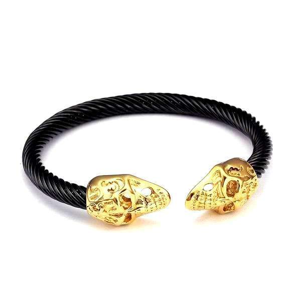 bracelet en acier pour homme tête de mort doré