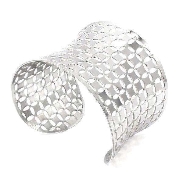 BRACELET MANCHETTE AJOURÉ - (ACIER)