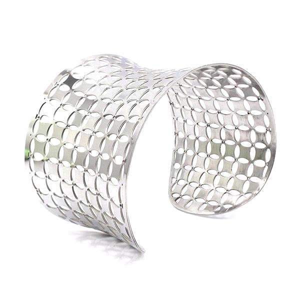 BRACELET MANCHETTE AJOURÉ - (ACIER)