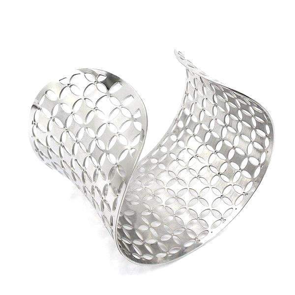 BRACELET MANCHETTE AJOURÉ - (ACIER)