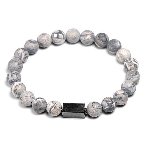 BRACELET EN PERLES POUR HOMME - (HOWLITE)