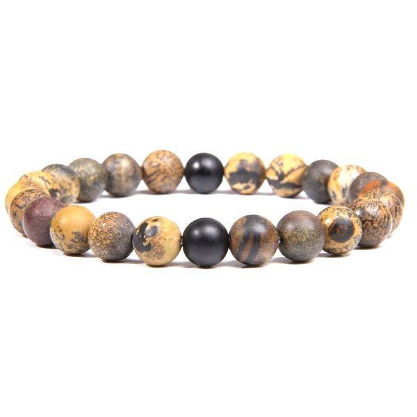 bracelet perle pierre homme marron